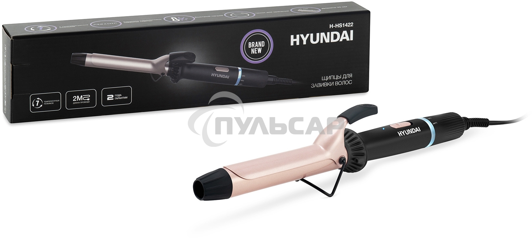 Щипцы Hyundai H-HS1422 40Вт макс.темп.:200С покрытие:керамико-турмалиновое черный