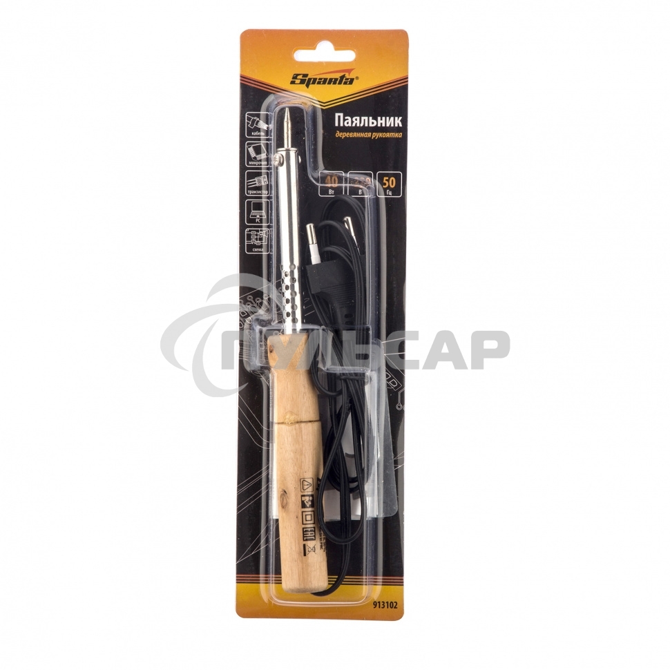 Паяльник с ручкой из дерева, 40 Вт  Sparta