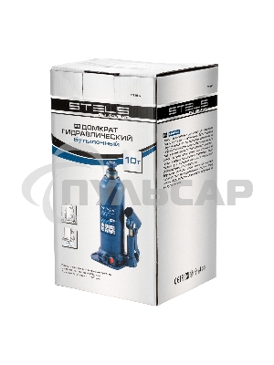 Домкрат гидравлический бутылочный, 10 т, h подъема 222-447 мм Stels