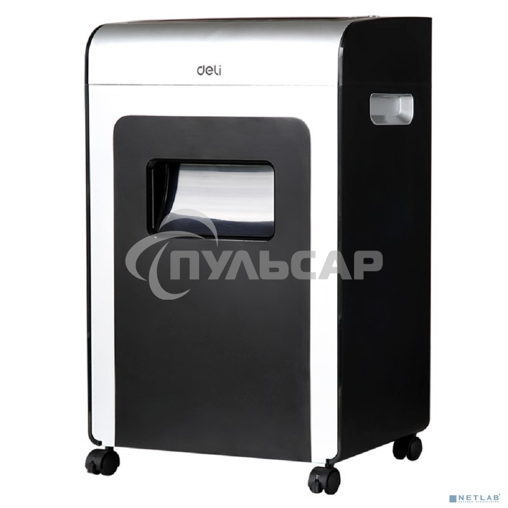 Шредер Deli E9917-EU черный/белый с автоподачей (секр.P-4)/фрагменты/16лист./31лтр./скрепки/скобы/пл.карты/CD