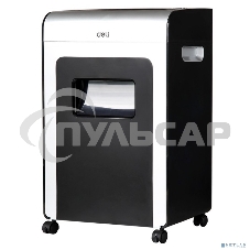 Шредер Deli E9917-EU черный/белый с автоподачей (секр.P-4)/фрагменты/16лист./31лтр./скрепки/скобы/пл.карты/CD