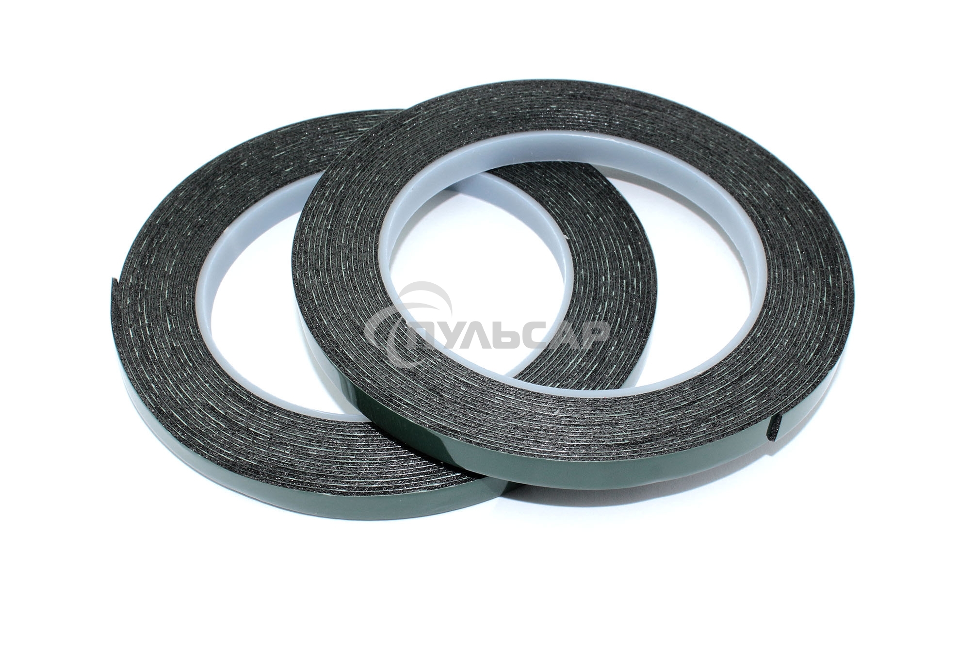 Скотч двусторонний черный вспененный с зеленой защитной лентой толщина 1мм ширина 8мм 5м 2 шт
