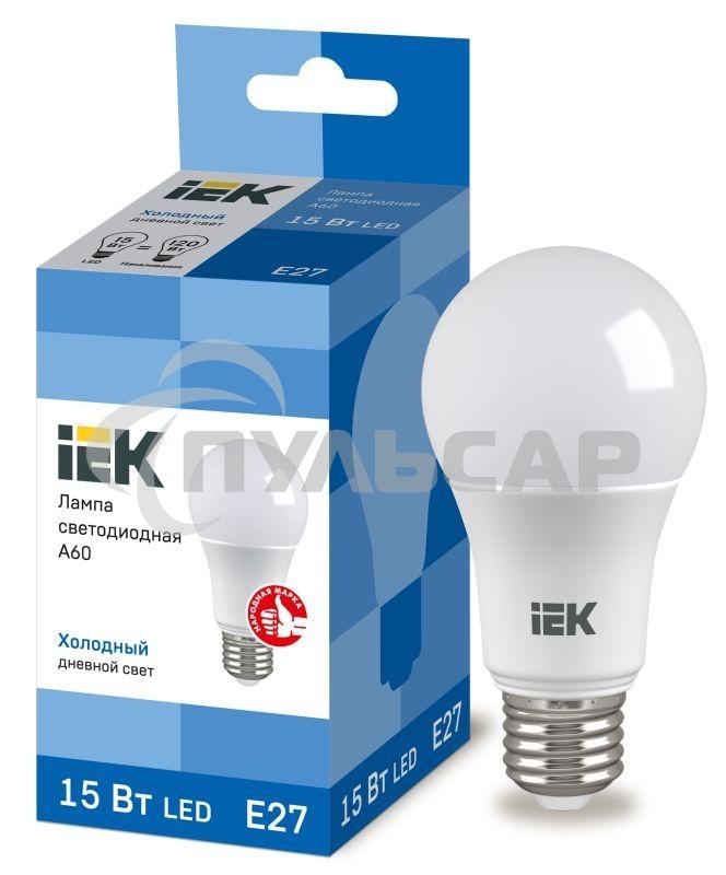 Лампа светодиодная ECO A60 15Вт грушевидная 230В 6500К E27 ИЭК LLE-A60-15-230-65-E27