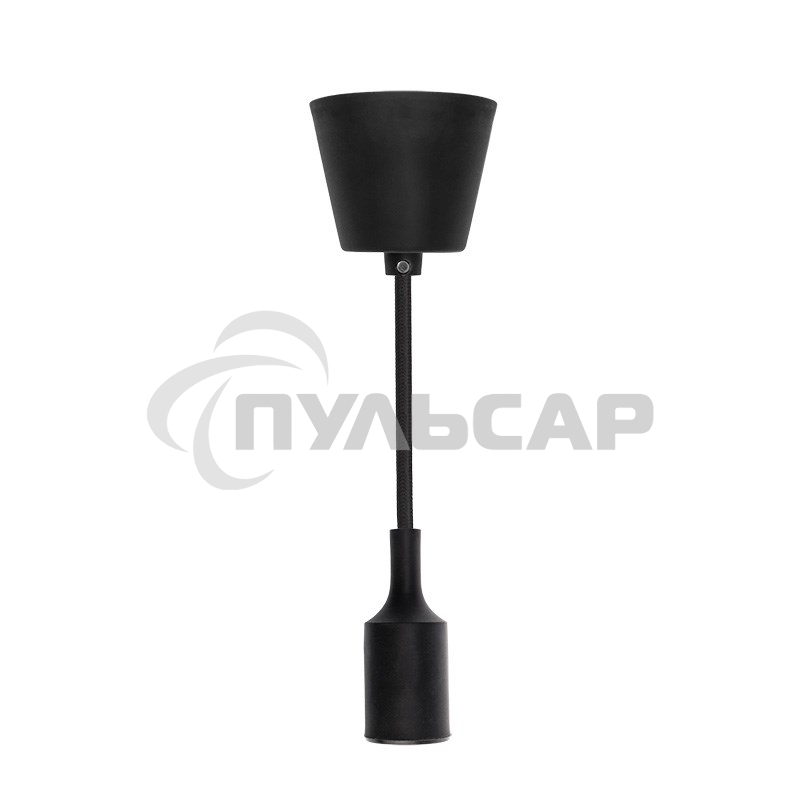 Патрон E27 силиконовый со шнуром 1 м черный Rexant