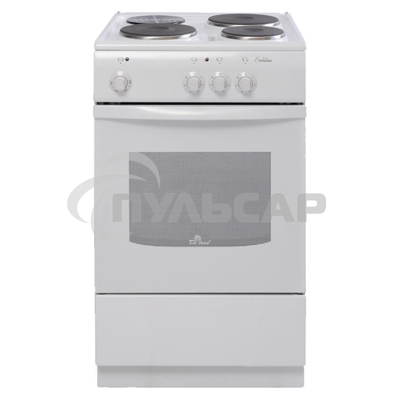 Плита электрическая De Luxe 5003.17Э белый, конфорок 3 электрических, духовка 46 л, 50 см x 85 см x 50 см (без крышки)