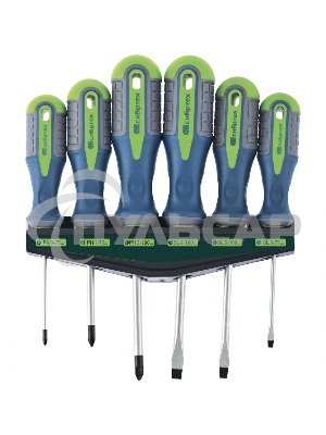 Набор отверток СИБРТЕХ, CrV, трехкомпонентные рукоятки, 6 предм Сибртех 13374
