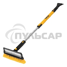 Щетка-сметка для снега со скребком Denzel, телескоп, поворотная голова, водосгон, 900-1200 мм 55308