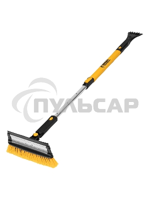 Щетка-сметка для снега со скребком Denzel, телескоп, поворотная голова, водосгон, 900-1200 мм 55308