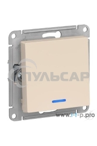 Выключатель 1-клавишный с подсветкой, сх.1а, 10АХ, механизм, БЕЖЕВЫЙ