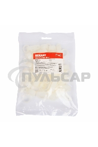 Кабельная скоба под винт Rexant 20 мм, белая, упаковка 50 шт.