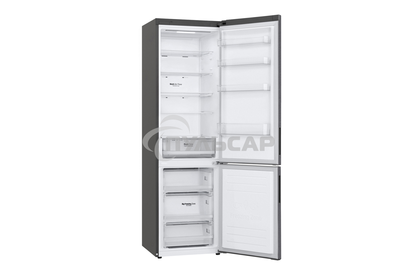 Холодильник LG GA-B509CLSL графитовый двухкамерный 277/107л морозилка снизу, No Frost