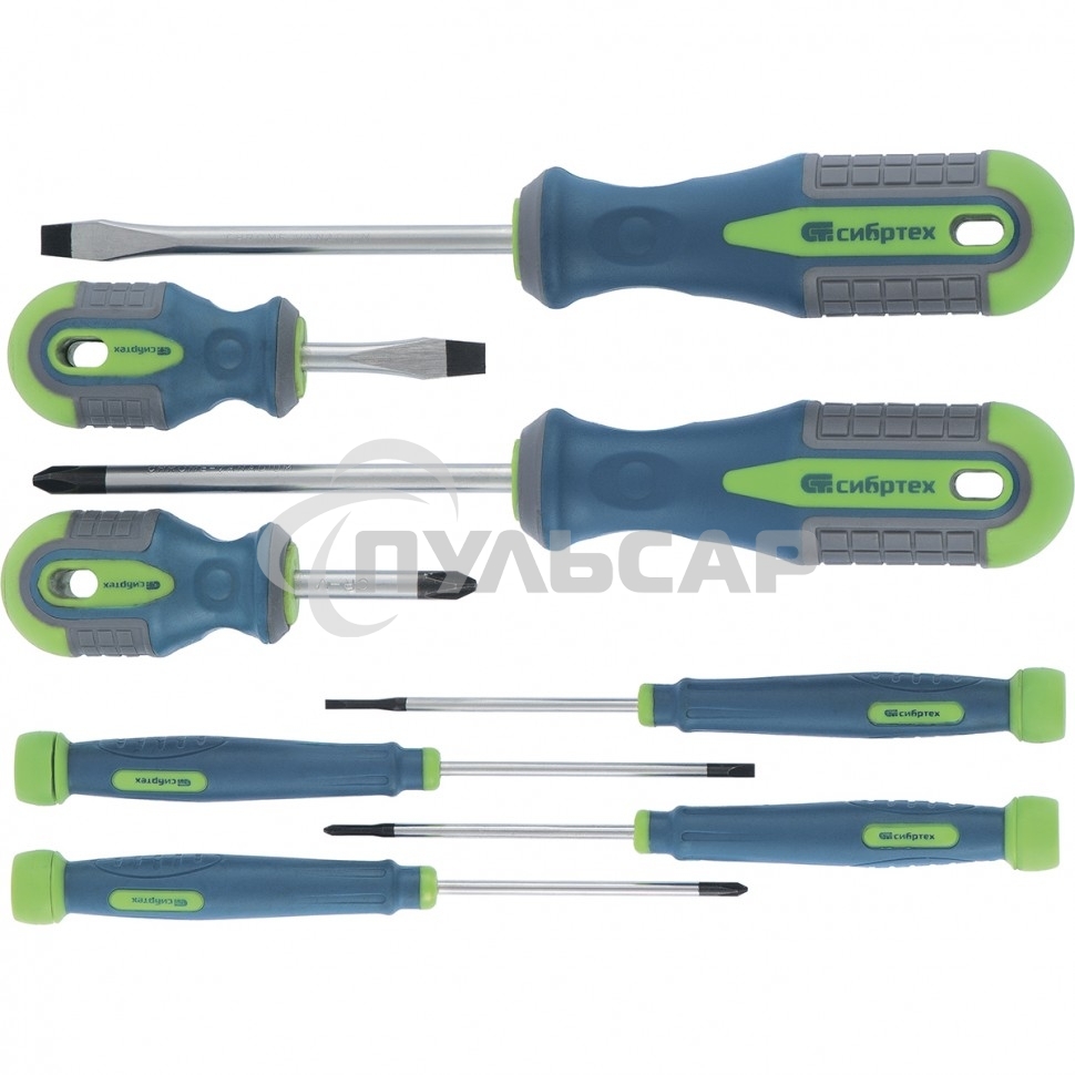Набор отверток СИБРТЕХ 13375универсальный crv трехкомпонентные рукоятки 8 предм
