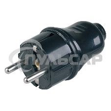 Вилка прямая ВПп10-02-Ст разборная с заземл. контактом 16А черный ИЭК EVP10-16-01-K02