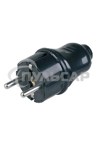 Вилка прямая ВПп10-02-Ст разборная с заземл. контактом 16А черный ИЭК EVP10-16-01-K02