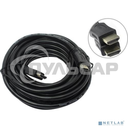 Кабель HDMI C-HM-HM-7.5M Wize, 7.5 м, v.2.0, 19M/19M, позол.разъемы, экран, черный, пакет