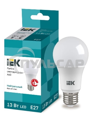 Лампа cветодиодная Iek LLE-A60-13-230-40-E27 ECO A60 шар 13Вт 230В 4000К E27 IEK