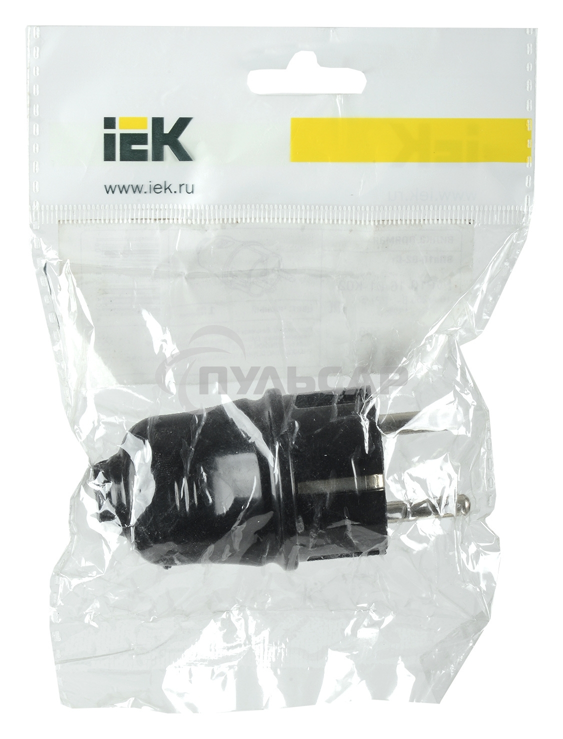 Вилка прямая ВПп10-02-Ст разборная с заземл. контактом 16А черный ИЭК EVP10-16-01-K02