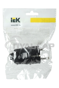 Вилка прямая ВПп10-02-Ст разборная с заземл. контактом 16А черный ИЭК EVP10-16-01-K02