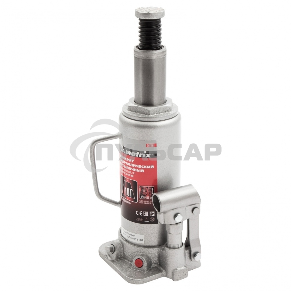 Домкрат Matrix гидравлический бутылочный 10 т h подъема 230–460мм master