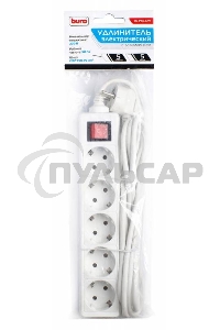 Сетевой удлинитель Buro BU-PS5.5/W 5м (5 розеток) белый (пакет ПЭ)