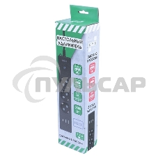 Бытовой удлинитель PowerCube, 3р с/з вык.,3USB, 3500 Вт, 16А, 1.9 м, 3*1,0 черный PC-6B-2M