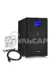 Источник бесперебойного питания (инвертор, синус, для котла) ExeGate SineTower SN-3000.LCD.AVR.3SH.1C13.RJ.USB 3000VA/2400W, чистая синусоида, LCD дисплей, AVR, 3*Schuko+1*C13, RJ45/11, USB, линейно-интерактивный, черный