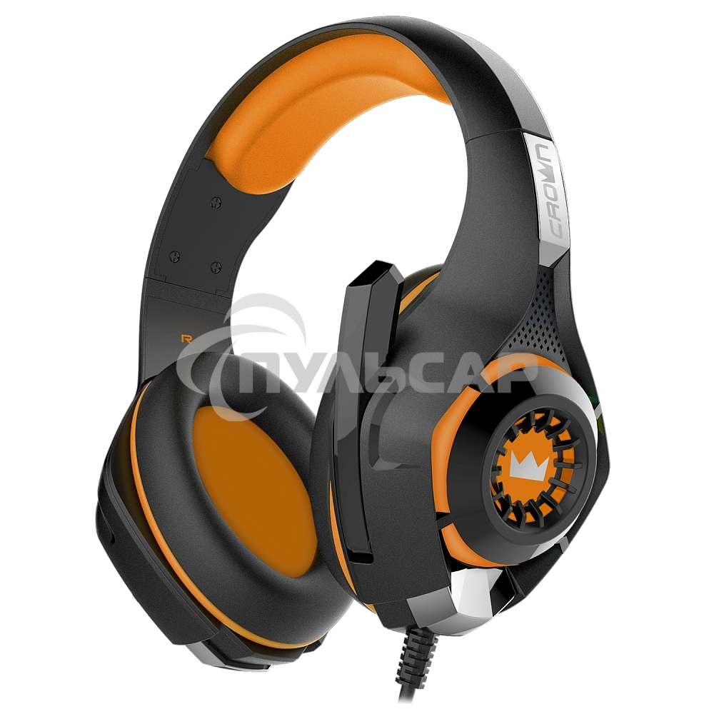 Наушники CROWN CMGH-102T Black&orange (Подключение USB, встроенная аудио карта, Частотныи диапазон: 20Гц-20,000 Гц,Кабель 2.1м,Размер D 250мм)