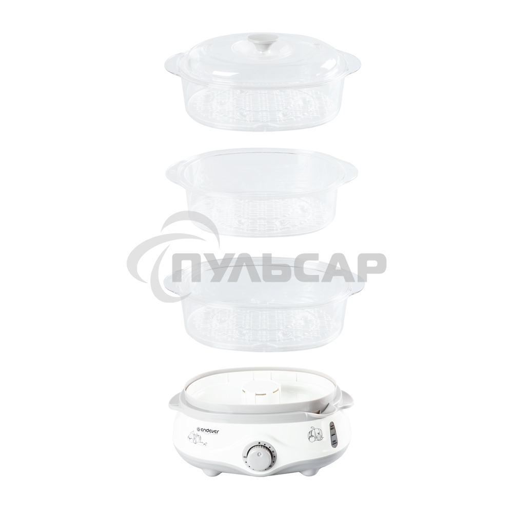 Пароварка Endever Vita-170, белый/серый, мощность 1000 Вт, объем 11 л