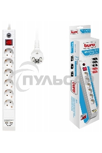 Сетевой фильтр Buro BU-SP1.8 USB 2A-W 1.8м (6 розеток) белый (коробка)