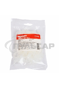 Кабельная скоба под винт Rexant 16 мм, белая, упаковка 50 шт.
