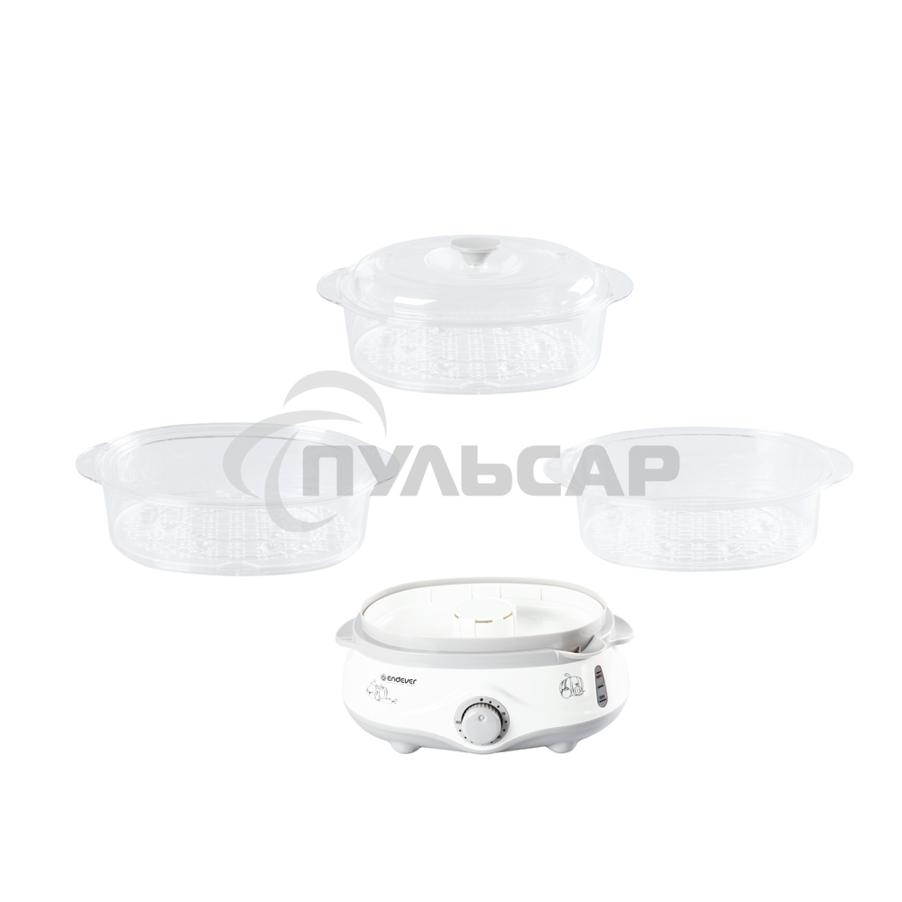 Пароварка Endever Vita-170, белый/серый, мощность 1000 Вт, объем 11 л