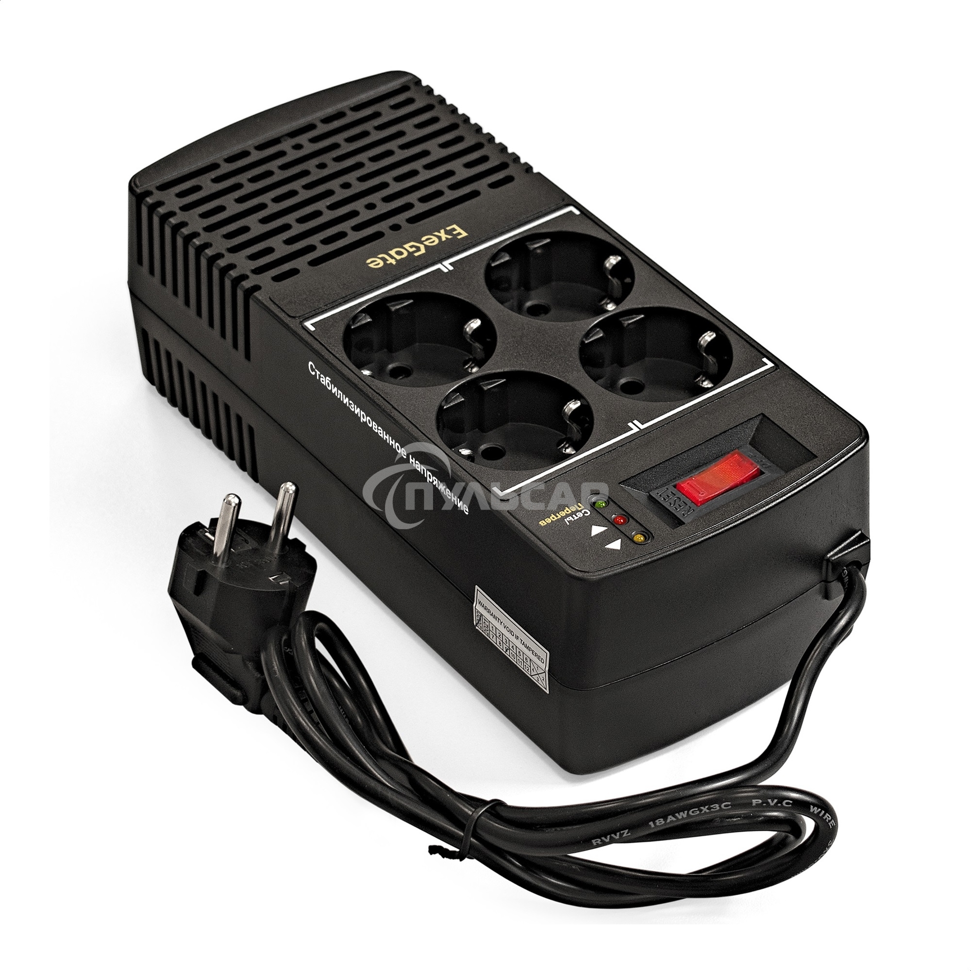 Стабилизатор ExeGate Power AD5000-1000 (1000VA/500W, диапазон 150...280В, 4 евророзетки)