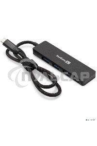 Хаб USB (концентратор) 4-в-1 ExeGate DUB-4C/3 (кабель-адаптер USB Type C --> 4xUSB3.0, Plug&Play, черный)