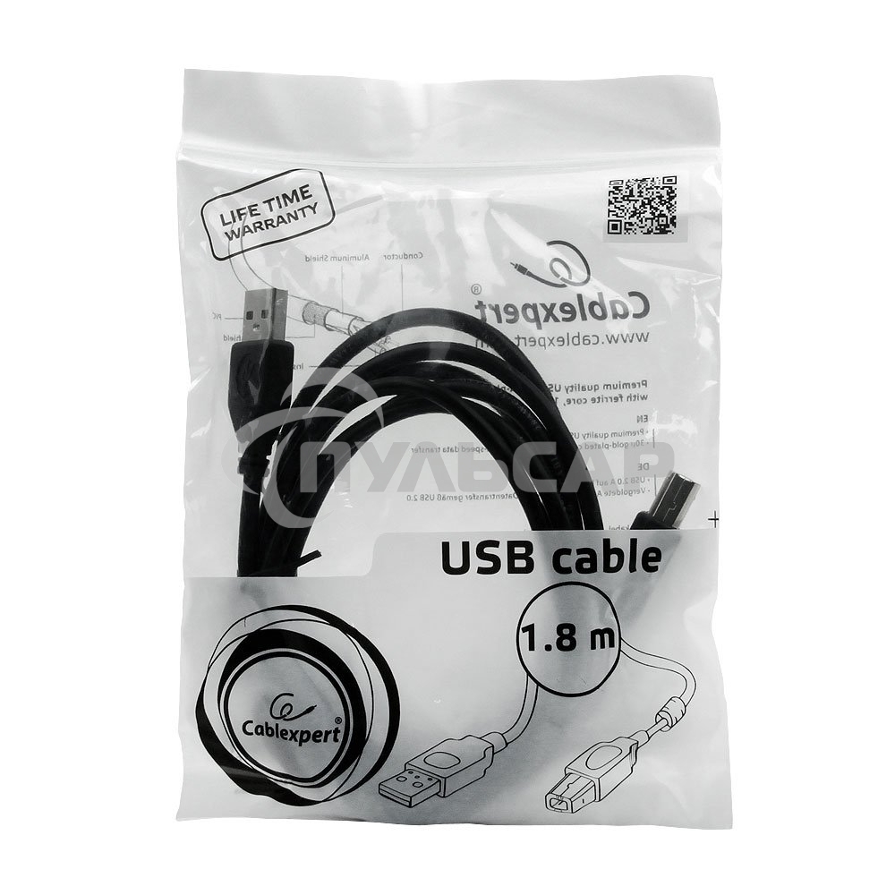 Кабель Gembird CCF-USB2-AMBM-6 USB 2.0 кабель PRO для соед. 1.8м AM/BM позол.конт., фер.кол., пакет