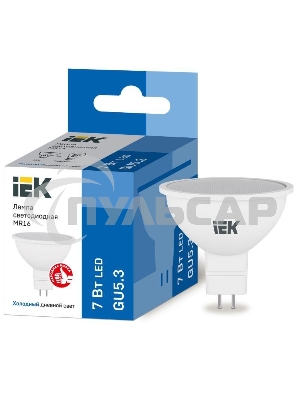 Лампа светодиодная ECO MR16 софит 7Вт 230В 6500К GU5.3 ИЭК LLE-MR16-7-230-65-GU5