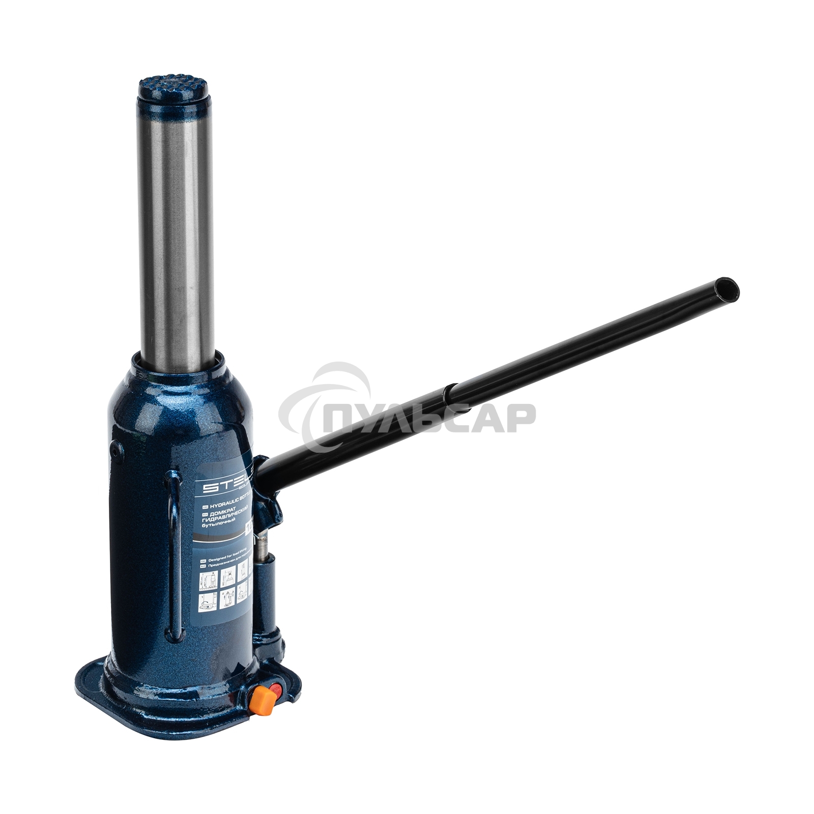 Домкрат гидравлический бутылочный, 12 т, h подъема 227–457 мм Stels