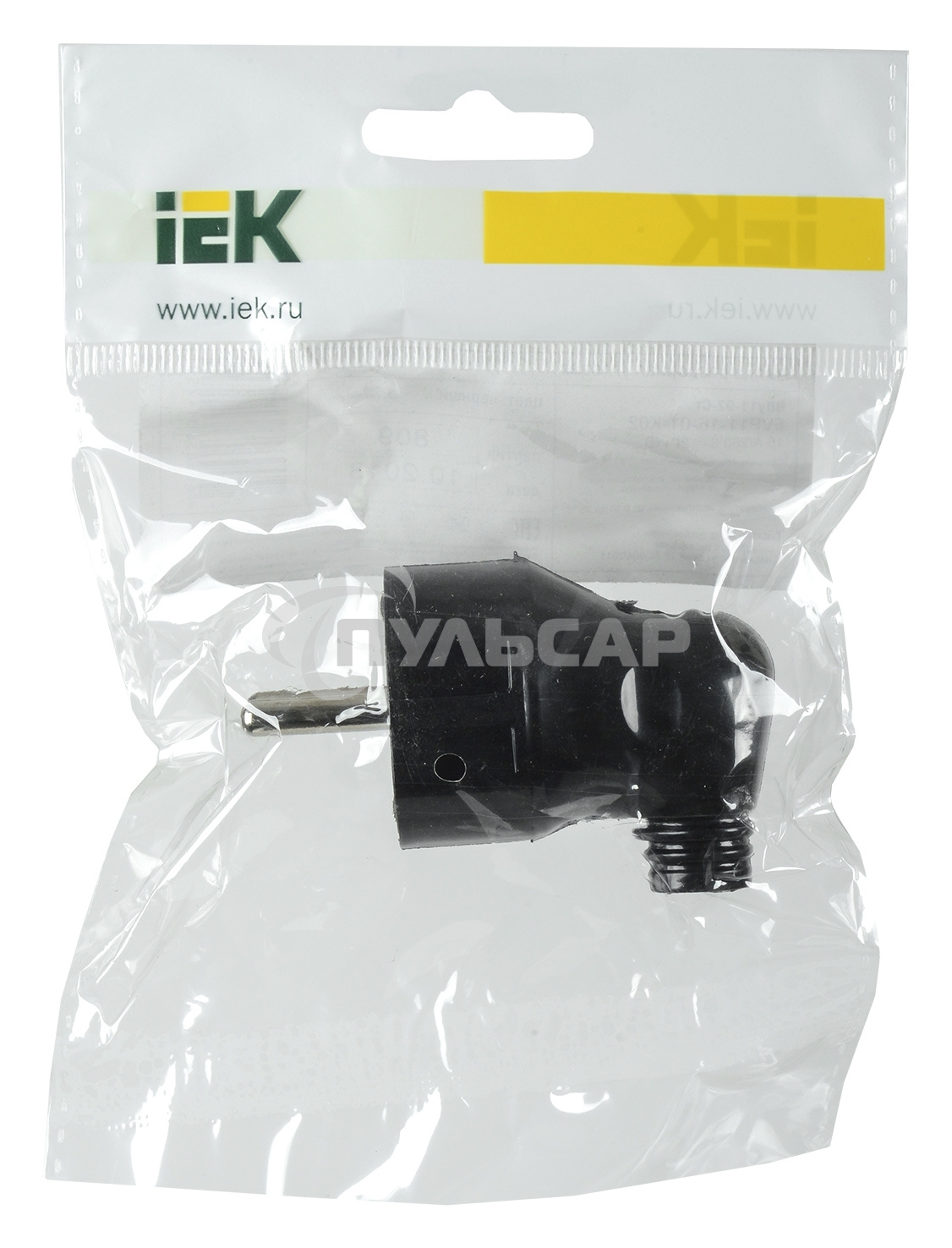 Вилка Iek EVP11-16-01-K02 ВПу11-02-Ст разборная угловая с з/к 16А черная