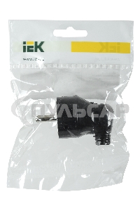 Вилка Iek EVP11-16-01-K02 ВПу11-02-Ст разборная угловая с з/к 16А черная