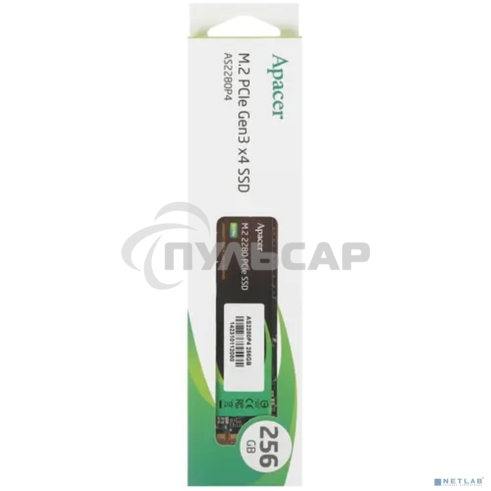 Накопитель SSD Apacer AS2280P4, 256Gb, M.2 2280, PCIe 3.0 x4, NVMe, R/W 2100/1300