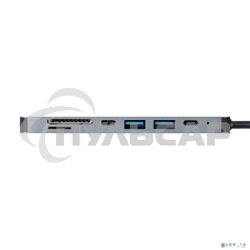 Док-станция ExeGate EX293983RUS DUB-21C/PD/CR/H (кабель-адаптер USB Type-C --> 2xUSB3.0 + Card Reader + PD 100W + HDMI 4K@60Hz, Plug&Play, серый)
