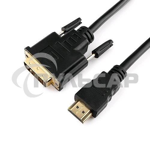 Кабель HDMI-DVI Cablexpert CC-HDMI-DVI-15, 19M/19M, single link, медь, позол.разъемы, экран, 4.5м, черный, пакет