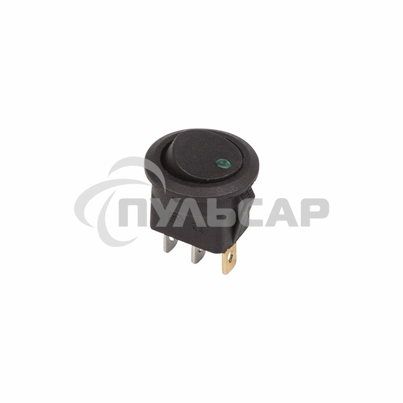 Выключатель клавишный Rexant круглый 12V 16А (3с) ON-OFF черный с зеленой подсветкой