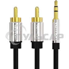 Кабель Vention аудио Jack 3,5 мм M/2RCA M - 1,5 м Черный