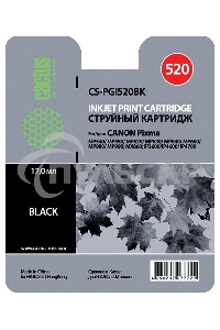 Картридж струйный Cactus CS-PGI520BK черный (16 мл) для Canon Pixma MP540/MP550/MP620/MP630/MP640/MP660/MP980/MP990/MX860/iP3600/iP4600/iP4700