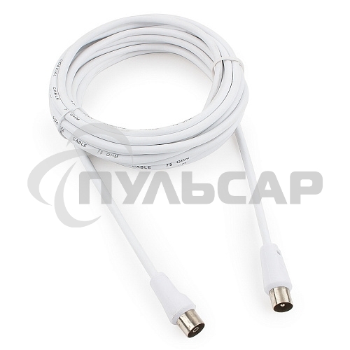 Кабель телевизионный Cablexpert, CCV-515-W-5M, Coaxial M/F, белый, 5м