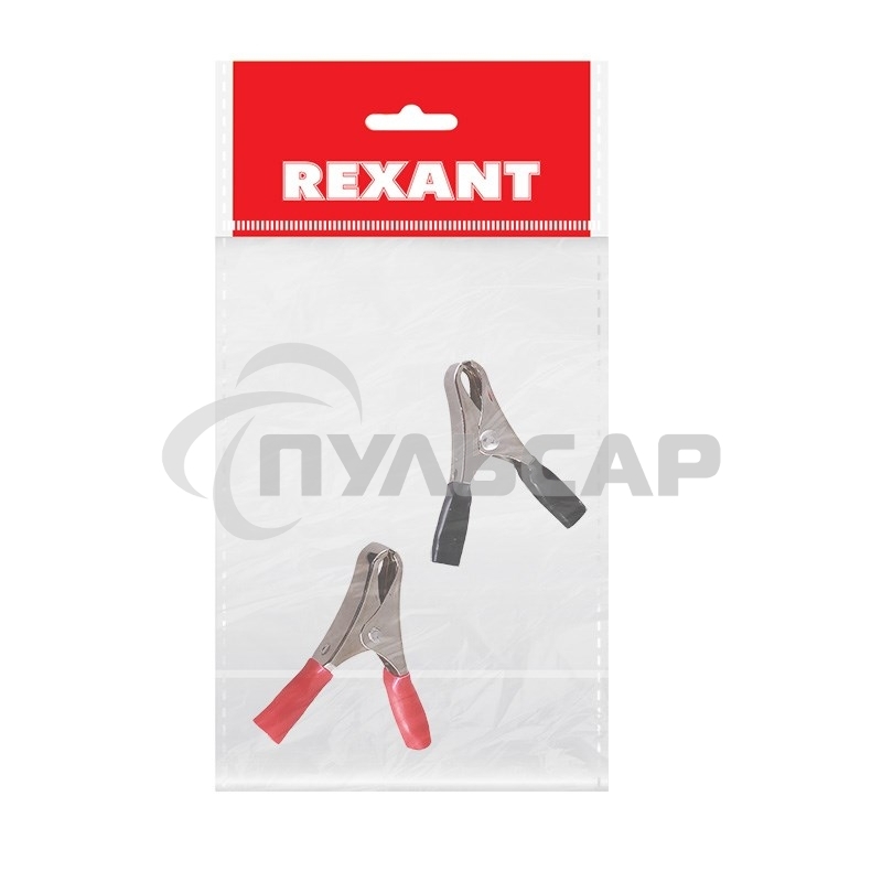 Зажим крокодил Rexant, длина 50 мм, ток 10A, 2 шт., пакет БОПП