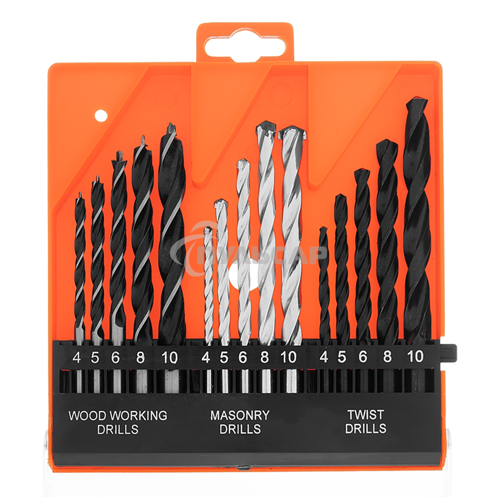 Набор сверл по бетону, металлу, дереву 4-5-6-8-10 мм, 15 шт. пласт. бокс, цилин.хвостовик Sparta