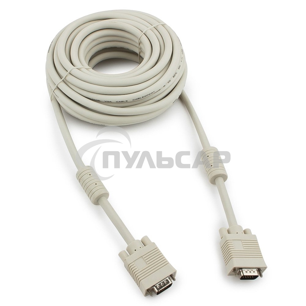Кабель Gembird/Cablexpert CC-PPVGA-10m,Кабель VGA Premium, 15M/15M, 10м, серый, тройной экран, феррит.кольца