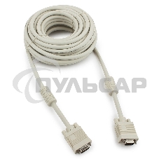 Кабель Gembird/Cablexpert CC-PPVGA-10m,Кабель VGA Premium, 15M/15M, 10м, серый, тройной экран, феррит.кольца
