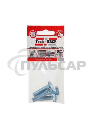 Болт М8х30 с шестигранной головкой цинк. DIN 933 (уп.4шт) класс прочности 8.8. пакет Tech-Krep 102970
